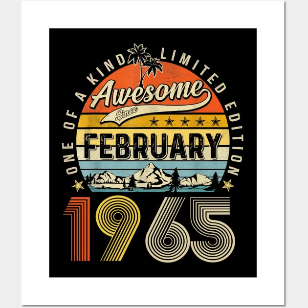 Awesome Since February 1965 Vintage 58th Birthday Wall Art by Vintage White Rose Bouquets